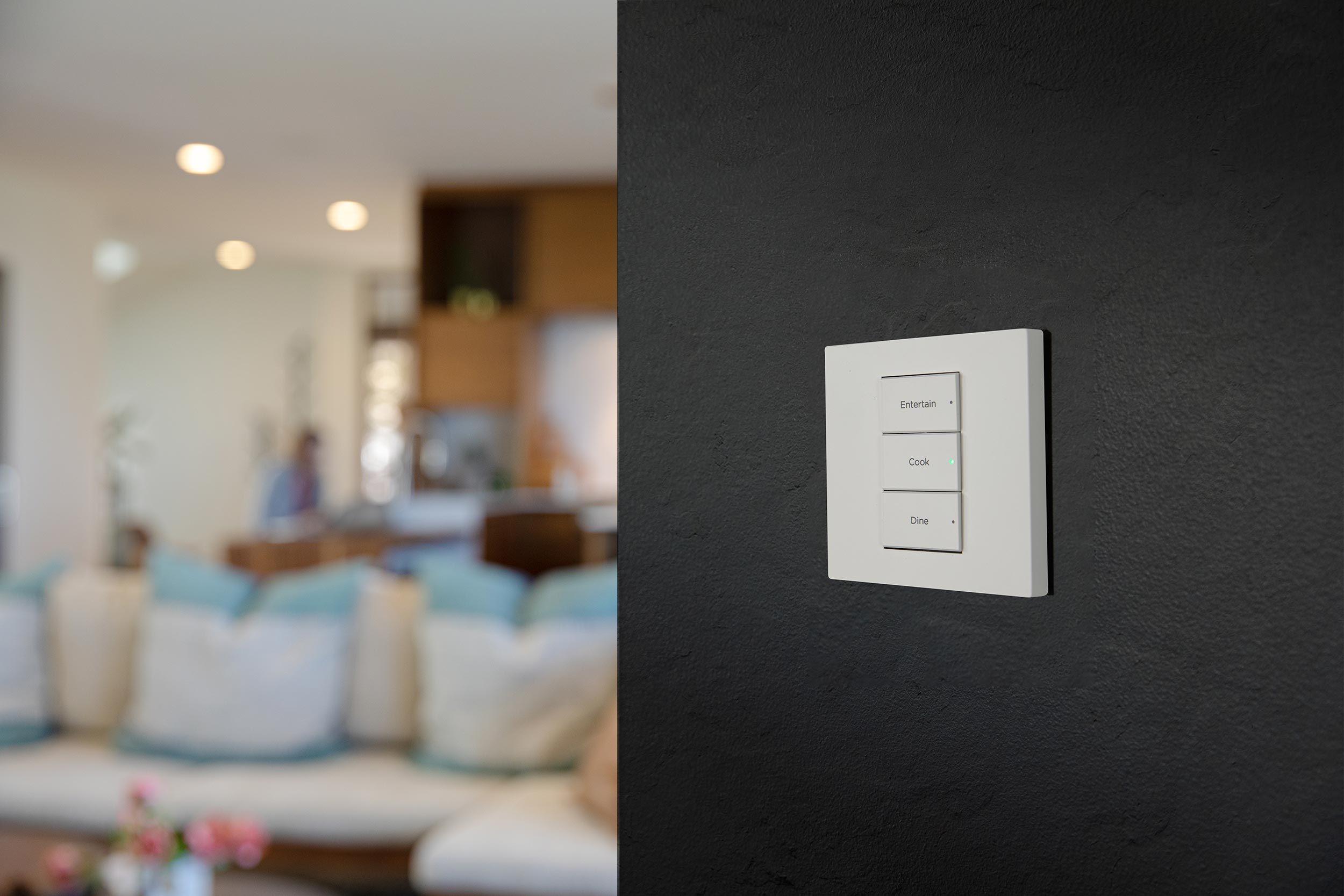 Control4 lighting keypad on wall